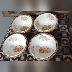 Snack/Peanut Bowls With Wicker Holders